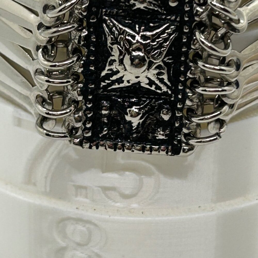 Vintage Mexican Alpaca Silver Panel Bracelet Aztec Motif Made in Mexico Boho - Picture 14 of 14